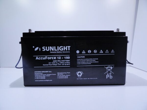 Solar Battery  AGM maintenance free SunLight AccuForce 12V – 150Ah Sealed Batteries AGM-12V GU