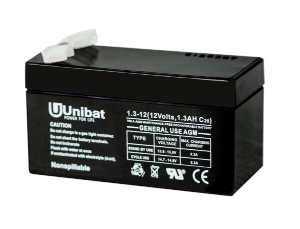 Battery (VRLA) UNIBATPOWER FOR LIFE 12V 1,3AH Sealed Batteries AGM-12V GU