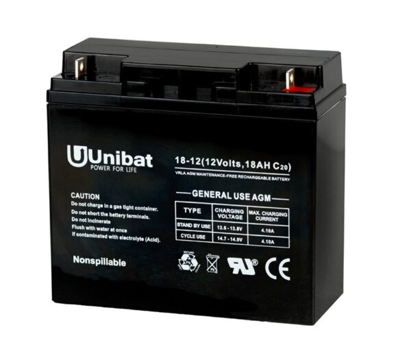 BATTERY (VRLA) UNIBATPOWER FOR LIFE 12V 18AH Sealed Batteries AGM-12V GU