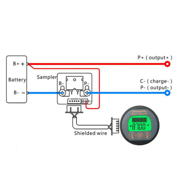 BATTERY MONITOR (0-80VDC) SHUNT 350A, SOC,AH,V,A Batteries' Charger & Maintenance