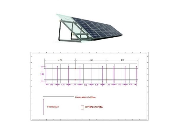Photovoltaic Support Base for 12 panels on a roof Main Materials Package For Net Metering System